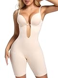 Decorus Backless Shapewear Bodysuits Strapless Shaper - Women's Low Back Shaping Bodysuits: Beige Sleeveless Tummy Control Body Shaper