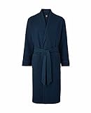 THE SAVILE ROW COMPANY LONDON Men's Lightweight Soft Cotton Waffle Kimono Bathrobe Dressing Gown - Navy - X-Large