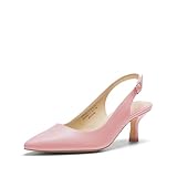 DREAM PAIRS Women's Kitten Heel Slingback Pointed Closed Toe Low Stiletto Heels Dress Bridal Elegant Wedding Pumps Shoes,Size 5,Pink-Pu,SDPU2444W