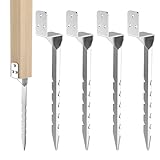 Nomiou 4pcs Fence Post Anchor Ground Spike Wooden Post Anchor Ground Spike Swing Fixings,Galvanized,Windproof, Rainproof,Swing Ground Anchor for Kids Swing Wooden Playhouse
