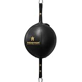 Meister SpeedKills Double-End Leather Speed Bag w/Bungees & Lightweight Latex Bladder - Black - Large (9.0")