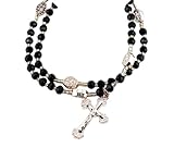 JC Walsh and Sons Irish Connemara Marble Stretch Rosary Bracelet – Handcrafted Wrist Rosary with Crucifix & Religious Charms, M, Connemara marble, No Gemstone