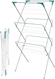 3 Tier Folding Clothes Airer - For Laundry, Indoor And Outdoor | Non-Slip Feet & Corner Spaces for Hangers | Home Storage - Foldable Drying Rack, Lightweight, Space Saving Washing Line