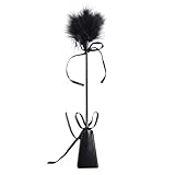 Soft Feather Tickler Feather Duster and Faux Leather Whip, 35cm, Black
