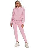 BRAND KRUZE Womens Tracksuit Set Long Sleeve Pullover Hoodie and Casual Regular Fit Joggers Set KZLS169 PINK M