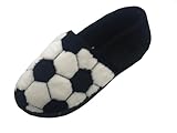GladRags Boys or Girls Football Style Slippers, Black White, Size 6