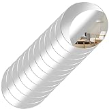 12 Pack Acrylic Round Mirror, 4 Inch Non Glass Round Mirror Plate Self Adhesive Mirrors Stickers, Acrylic Plate Circle-Mirrors Trays for Wedding Table Center DIY Crafts Home Wall Candle Decor