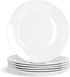 simpa 6PC Porcelain White Dinner Plate Tableware Set. 27cm Diameter Plates. Dishwasher & Microwave Safe.