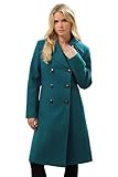 M&Co Petites Petite Green Double Breasted Midi Coat - Women's