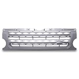 Predator4x4 Front Grille Discovery 4 Style Silver Finish Compatible with Land Rover Discovery 3 L319 2004-2009 Replacement Grill Facelift Look Upper Grill Upgrade Cover Bumper Accessories