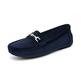 DREAM PAIRS Loafers for Women Ladies Moccasins Slip-on Comfy Walking School Shoes Flats Nurse Driving Shoes,SDLS2205W-NEW-E,Blue-Suede,7 UK/41 (EUR)