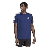adidas Men's Essentials 3-Stripes Training T-Shirt, Dark Blue/White, M