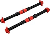 BREEZENEST 2 x Dumbbell Bars 40cm - Adjustable Weight Dumbbell Bar Set with Collars, Steel & ABS Construction for Home Gym Strength Training, Bodybuilding & Fitness (Black & Red)