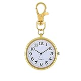 JewelryWe Key Chain Watch Novelty Key Ring Watch Vintage Gold/Silver Quartz Pocket Watch FOB Clip-on Watch, for Men Women