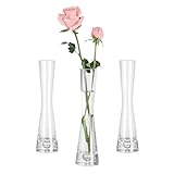Hewory Glass Bud Vases for Flowers: 20cm Single Stem Vase Tall Single Flower Vase for Rose - Modern Narrow Small Vases for Table Decoration Wedding Party Birthday Baby Shower, 3pcs