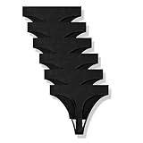 GRANKEE Women's Breathable Seamless Thong Panties No Show Underwear 6 Pack(Black 6 Pack L)