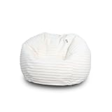 Bags of Beans Corduroy Kids Bean Bag Chair with Filling Included - Lightweight Comfortable Beanbag Seat - Machine Washable Childrens Beanbag Furniture for Girls & Boys - 67 x 52cm (Ivory)