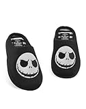 Disney The Nightmare Before Christmas Unisex Slippers | Jack Skellington Character Face Slip On Mules in Black | Halloween Town Indoor House Shoes | Classic Tim Burton Movie Merchandise Gift