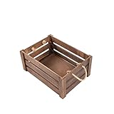 Strong Rope Handle Wooden Crates Storage Box Wooden Shelves Large Storage Box Christmas Eve Box (Brown, Medium)