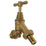PlumbEZ WRAS 1/2" BSP Brass Garden Tap, BS1010 Compliant Outside Tap, Durable Cold or Hot Outdoor Bib Tap for Garden Use (Garden Tap with Double Check Valve)
