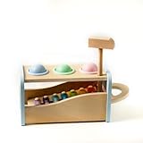 Colby & Co Wooden Xylo-Fun Kids Toy | Xylophone Bench & Coloured Balls with Mallet | Educational and Interactive Toy | Musical Instrument Toy for Ages 1+