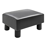 HOMCOM Faux Leather Footstool, Small Foot Rest, Rectangle Sofa Stool for Bedroom Living Room, Black