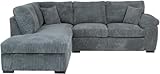 Bliss Furniture's Jumbo Cord Elegant L Shape 4-Seater Left-Hand Corner Sofa Set: Your Comfort Haven in the Living Room (Grey, Left Hand Corner)