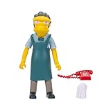 The Simpsons 12.7cm Moe Collectible Action Figure by JAKKS Pacific, with Phone and Dishcloth Accessory, Articulated Action Figure, Collector's Display Packaging