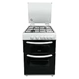 Statesman GDL60W NOVA Double Oven Gas Cooker with Glass Lid & Closed Door Grilling, 4 Gas Burners, 60cm Wide, White