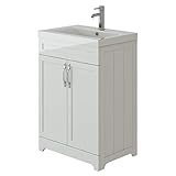 VeeBath Carlton Traditional Victorian Style High Gloss White Vanity Basin Cabinet Furniture Unit & Basin - 600mm