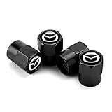 4pcs Auto Tire Air Valve Caps- Car Wheel Tyre Dust Stems Cover with Logo Emblem Waterproof Dust-Proof Universal fit for All Cars (black, fit mazda)