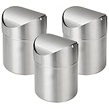 MIVIDE 3 Pack 1.5L Mini Desktop Bin with Swing Lid, Tea Bag Bin Holder, Stainless Steel Desk Trash Bins for Office Bathroom Kitchen, Small Containers for Coffee Pods Tea Bags 12 * 12 * 16.5CM