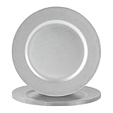 Argon Tableware Metallic Charger Plates - Silver - 33cm - Pack of 6 - Metallic Finish Reusable Dining Table Setting Plates for Christmas, Party Celebrations, Restaurant Decor Placemats