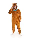 Scooby-Doo! Unisex Brown Character Onesie | Cosy Fleece Zip-Up Loungewear where are you' | Long Sleeve Hooded Pyjamas | Cartoon Merch - Medium