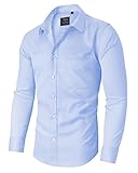 siliteelon Men Shirts Non Iron Business Shirt for Men Adult Blue Cotton Men's Dress Formal Shirt Regular Fit Button Down Shirt Stretch Mens Shirts Long Sleeve Work, Office, Wedding, Party,Concer