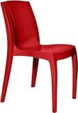 1 x Chair Red Gloss, Stackable, Recyclable, Strong, Made in UK, Durable, Stylish, Comfortable, UV Resistant | Kitchen, Living, Dining, Office, Outdoor, Café, Restaurant, College, Hotel