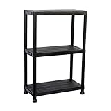 Oypla 3 Tier Black Plastic Heavy Duty Shelving Racking Storage Unit