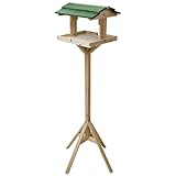 Unibos | Freestanding Wooden Bird Feeding Table – Tall Outdoor Birds Feeder Station For Garden & Patio, Heavy Duty Rustic Wood Bird House For Wild Birds, Sturdy Weatherproof Feeder Stand