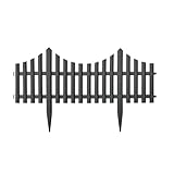 Lawn Border Edge Fence Pack of 10 Plastic Wooden Effect Edging Picket Garden | Decorative Garden Ornamental Edging Border Lawn Picket Fence Landscape Path Panels (BLACK)