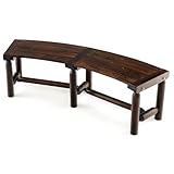 SFAREST Outdoor Garden Bench, Wooden Semi Circular Bench with Slatted Seat & Reinforced Crossbar, Backless 2 Seater Park Chair for Park Backyard (139 x 36 x 41 cm, Curved Shape)