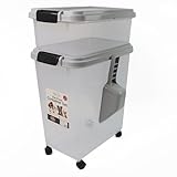 DIVCHI 3-Piece Airtight Pet Food Storage Container With Plastic Measuring Scoop Treats For Pet Dog Cat Animal Dry Food Dispenser With Casters Wheels (GREY)