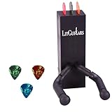 LED Guitar Wall Stand with Multi-Color Lighting and Plectrum Holder - Illuminated Guitar Hanger for Electric, Acoustic, and Bass Guitars - Stylish Guitar Display Mount - Red/Green and Blue