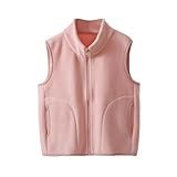 duxyoz Kids Boys Girls Toddler Teddy Fleece Gilet - Sleeveless,Warm,Casual,Plush,Stand Collar Full Zip Winter Waistcoat Pink 5-6 Years