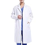 Waflyer White Unisex Cotton Polyester Scientist Lab Doctor Workwear Food Laboratory Coat, M