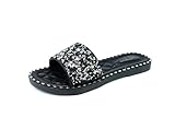 Air Foot Ladies Diamante Slip On Glitter Sliders Summer Comfortable Diamante Flat Beach Party Sandals UK Sizes 3-8
