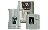 Cello Green Kitchen Bundle: 1.7L 3000W Kettle with Temperature Control & LED Display | 800W 2 Slice Toaster with Digital Timer & High Lift | 4L 1400W Air Fryer with 8 Presets & Touch Control