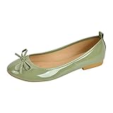 Momolaa 5.5 Women Bow Ballerina Shoes UK Sale Clearance Ballet Flats Shoe Slip on Patent Smart Office Formal Casual Dress Pumps Shoes Round Toe Ladies Dolly Ballet 01-Green
