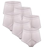 Bonjour - Men's (6 Pack) 100% Cotton Y Fronts Underwear Traditional Briefs - Big & Tall Small Medium Large XL XXL 3XL 4XL 5XL White