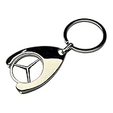 Mercedes Benz B66956285 Keyring with Shopping Trolley Token Chrome-Plated, silver, 4x3cm