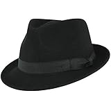 Elegant 100% Wool Trilby Hat Waterproof & Crushable Handmade with Grosgrain Band (UK-Unique) (Black, Medium 57 CM)